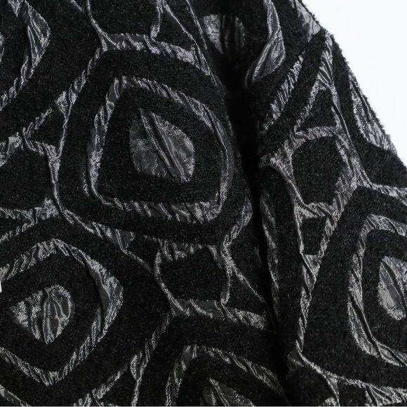 NWT Gershon Bram light coat art to wear abstract print wool blend textured black - Picture 9 of 11